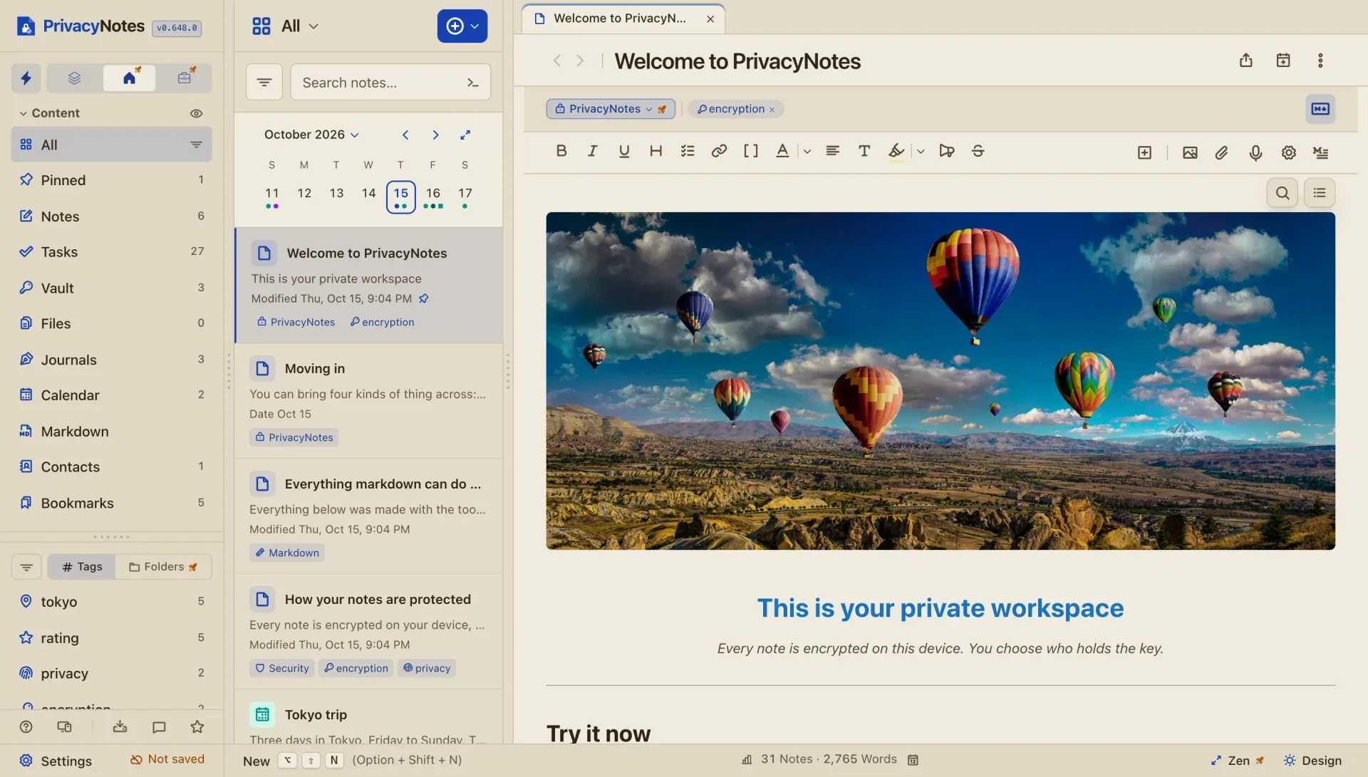 PrivacyNotes.app 项目官方界面截图