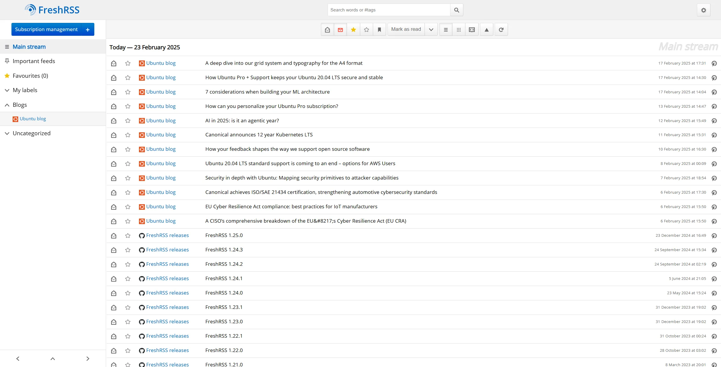 FreshRSS 项目截图 2