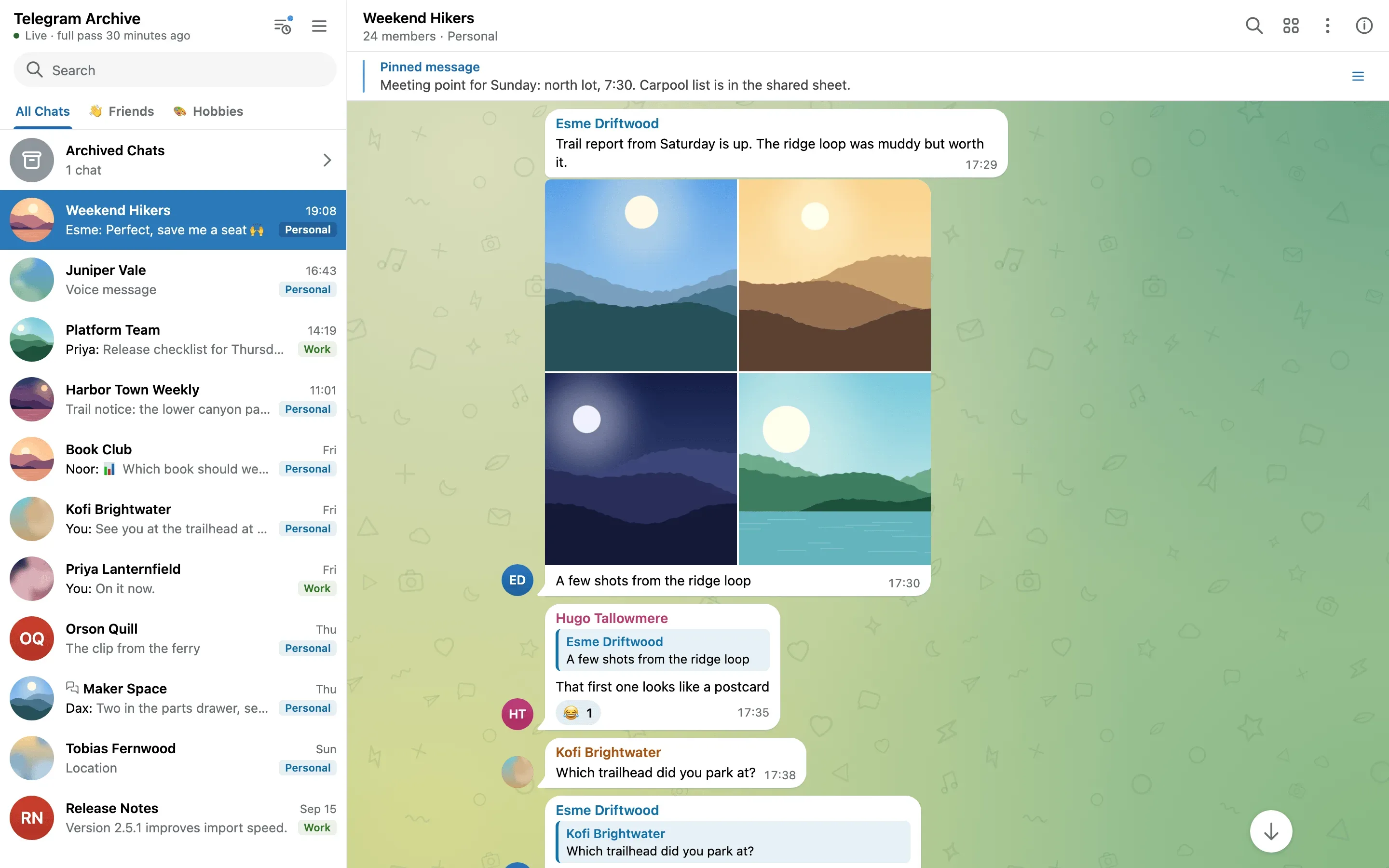 Telegram-Archive 项目官方界面截图