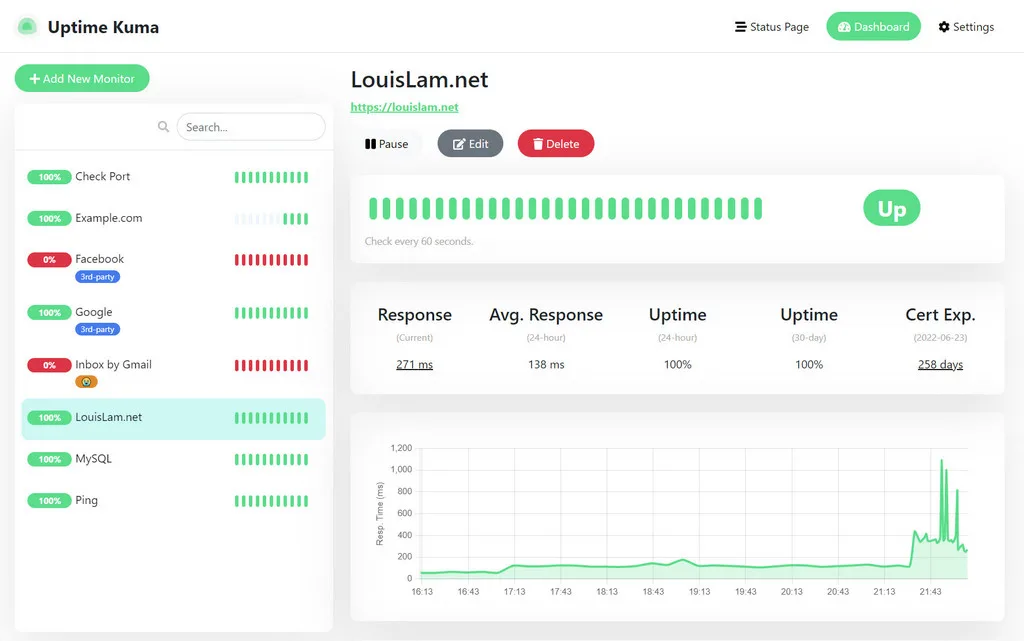 uptime-kuma 项目截图 2